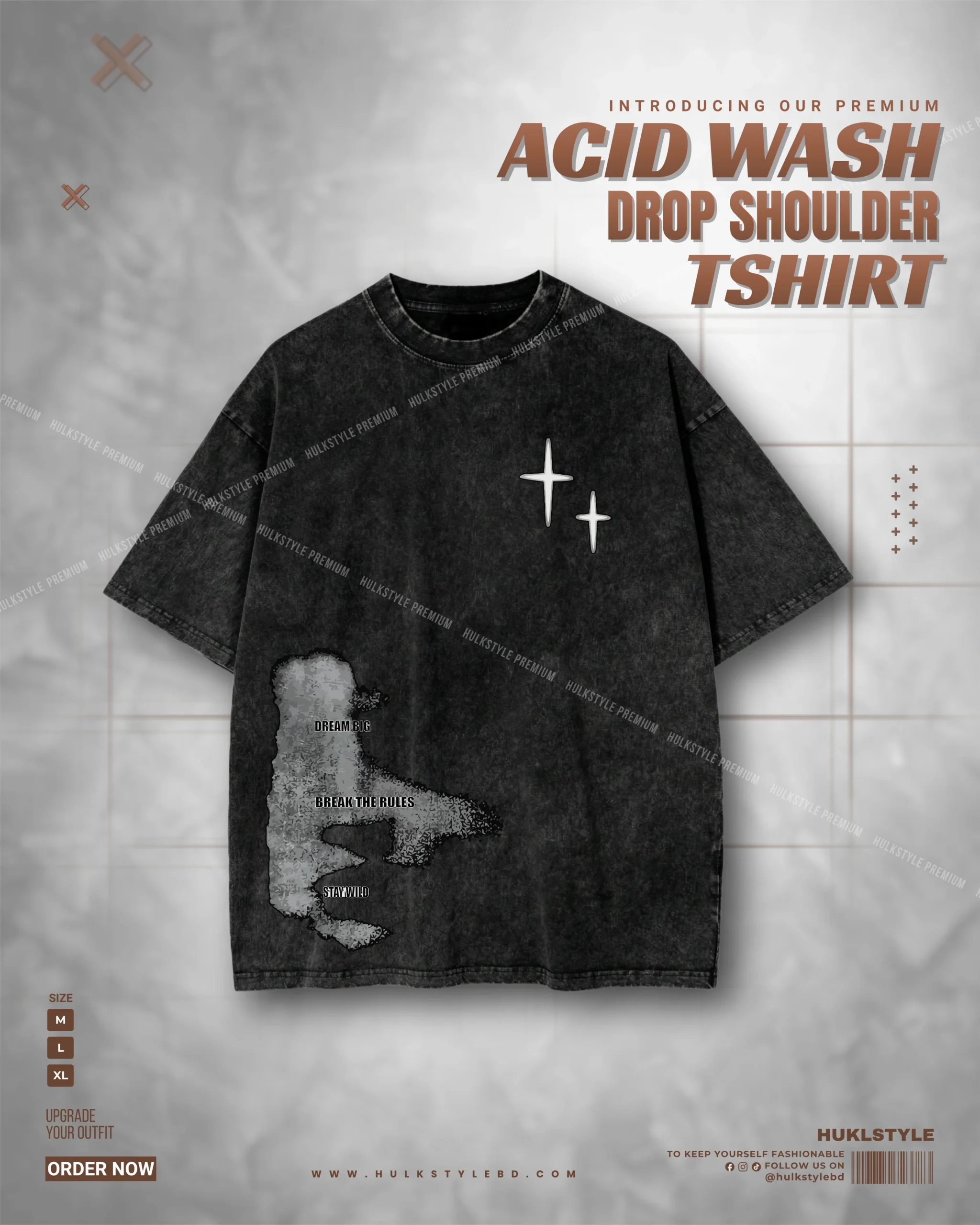 Abstract Face Portrait Acid Wash Drop Tee