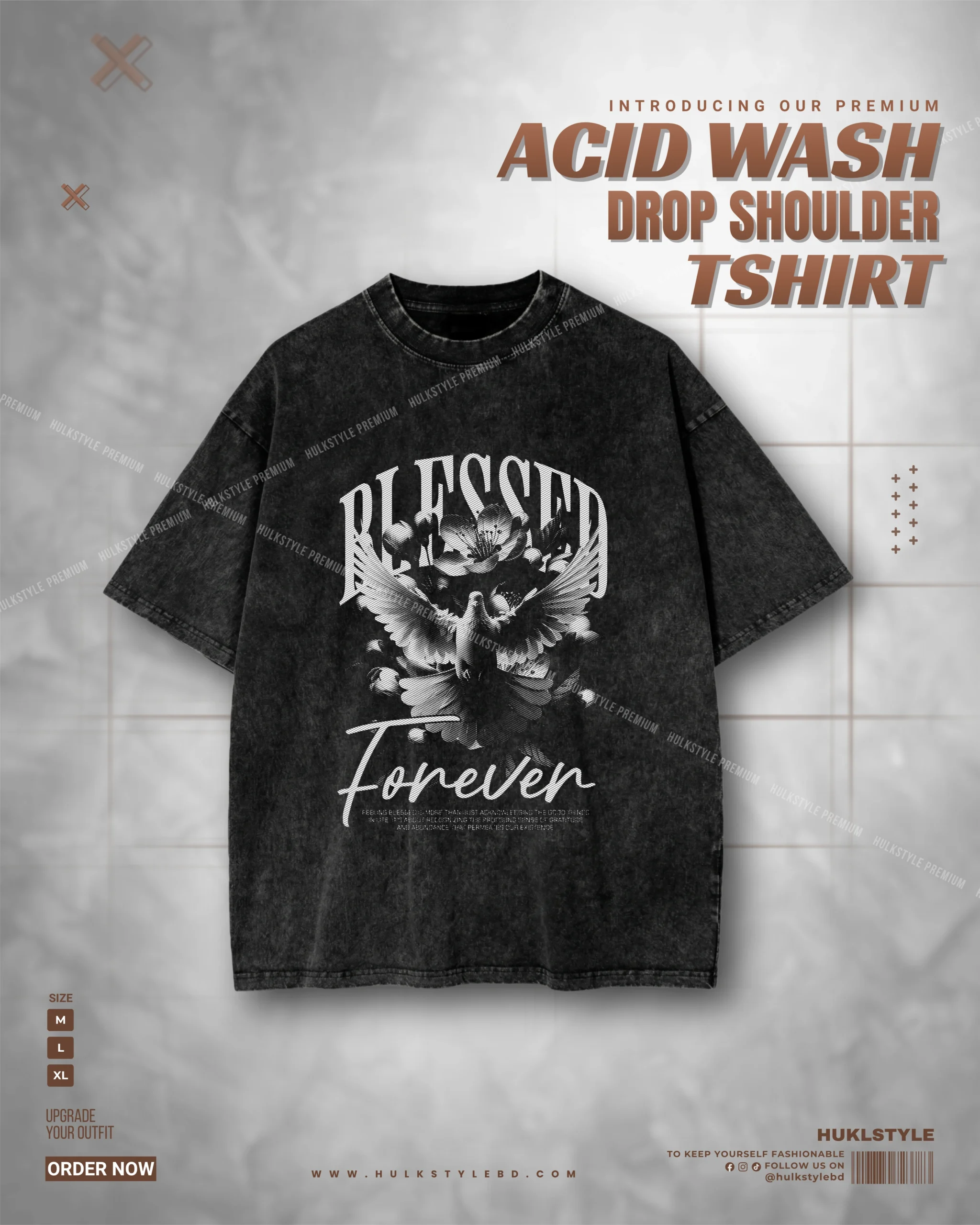 Forever Blessed Minimalist Men’s Acid Wash Drop Tee