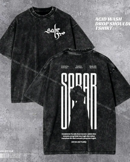 Sabar Acid Wash T-shirt | Patience Arabic Calligraphy Tee | HulkstyleBD