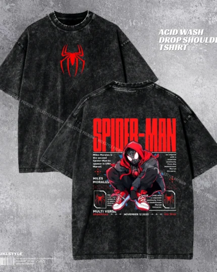 Spider-Man Acid Wash T-shirt | Drop Shoulder Men's Tee | HulkstyleBD