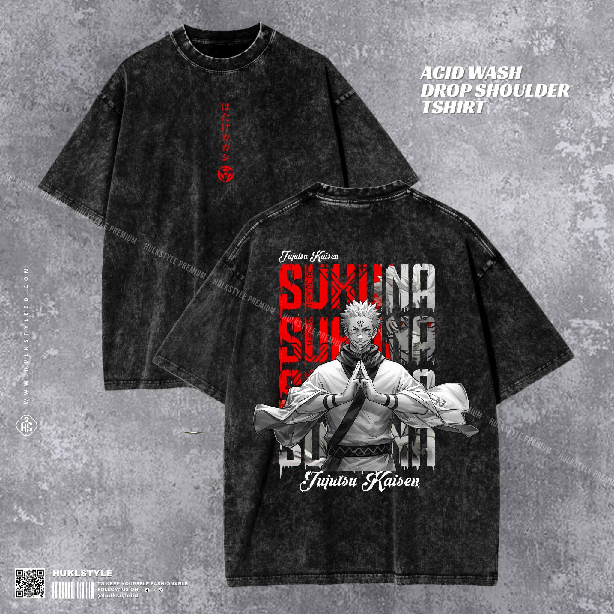 Sukuna Jujutsu Kaisen Acid Wash T-shirt Sukuna Jujutsu Kaisen Acid Wash T-shirt
