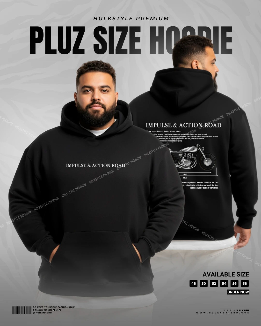 Hulkstyle Yahama XS650 - Power Inspired Plus Size Hoodie
