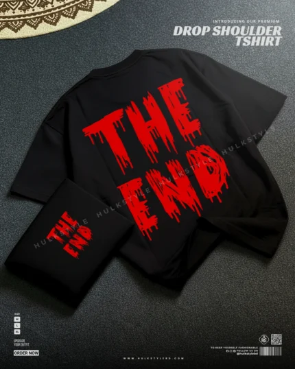 Drop shoulder tshirt for men - The End Black Premium Oversized streetwear | Hulktylebd