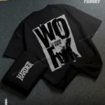 Drop shoulder tshirt for men - Work Harder Black Premium Oversized streetwear | Hulktylebd