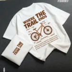 Drop shoulder tshirt for men - The Trail White Premium Oversized streetwear | Hulktylebd