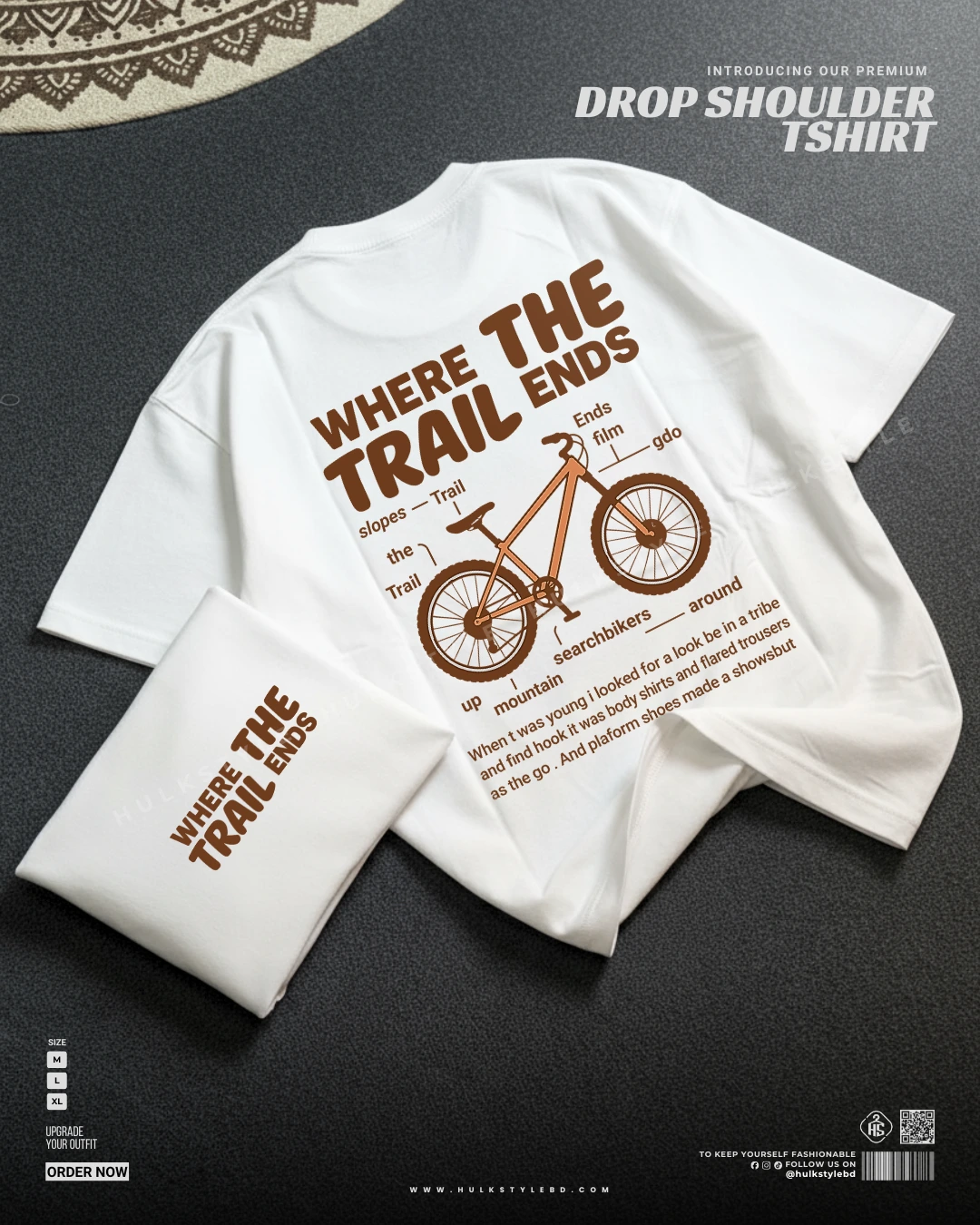 Drop shoulder tshirt for men - The Trail White Premium Oversized streetwear | Hulktylebd Drop shoulder tshirt for men - The Trail White Premium Oversized streetwear | Hulktylebd