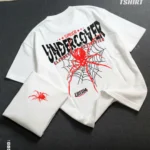 Drop shoulder tshirt for men - Undercover Spider White Premium Oversized streetwear | Hulktylebd