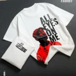 Drop shoulder tshirt for men - All Eyes On Me White Premium Oversized streetwear | Hulktylebd