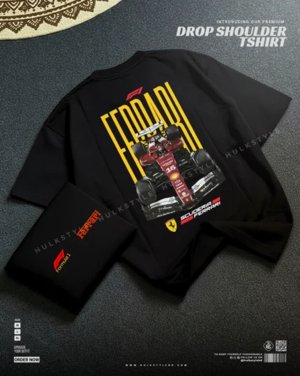 Drop shoulder tshirt for men - Ferrari Premium Oversized streetwear | HulkStylebd