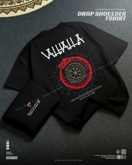 Drop shoulder tshirt for men - Valhalla Premium Oversized streetwear | Hulktylebd