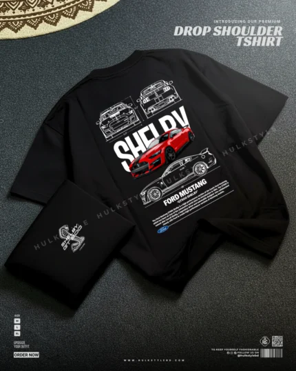 Drop shoulder tshirt for men - Ford Mustang Premium Oversized streetwear | Hulktylebd