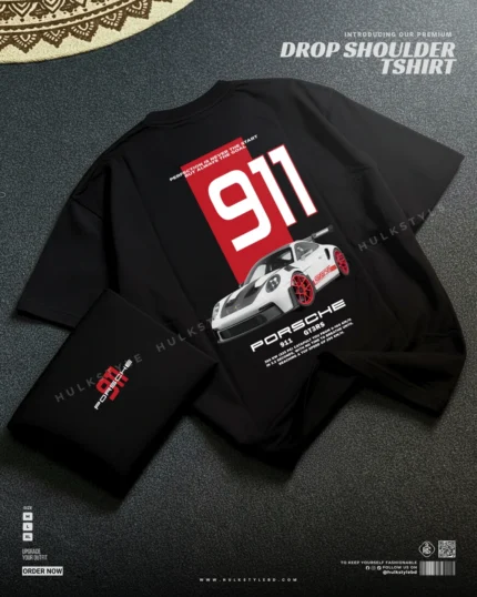Drop shoulder tshirt for men - 911 Porsche Racing 2026 Premium Oversized streetwear | Hulktylebd