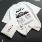 Drop shoulder tshirt for men - 911 Porsche White Premium Oversized streetwear | Hulktylebd