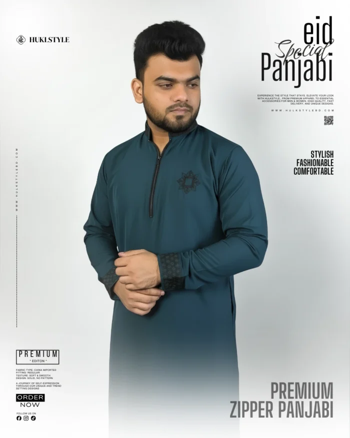 Modern Zipper Panjabi BD - Hulkstyle New Panjabi for Men | Green
