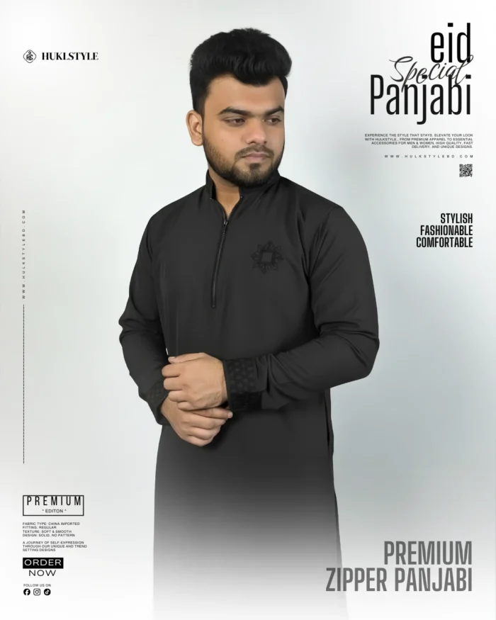 Modern Zipper Panjabi BD - Hulkstyle New Panjabi for Men | Black