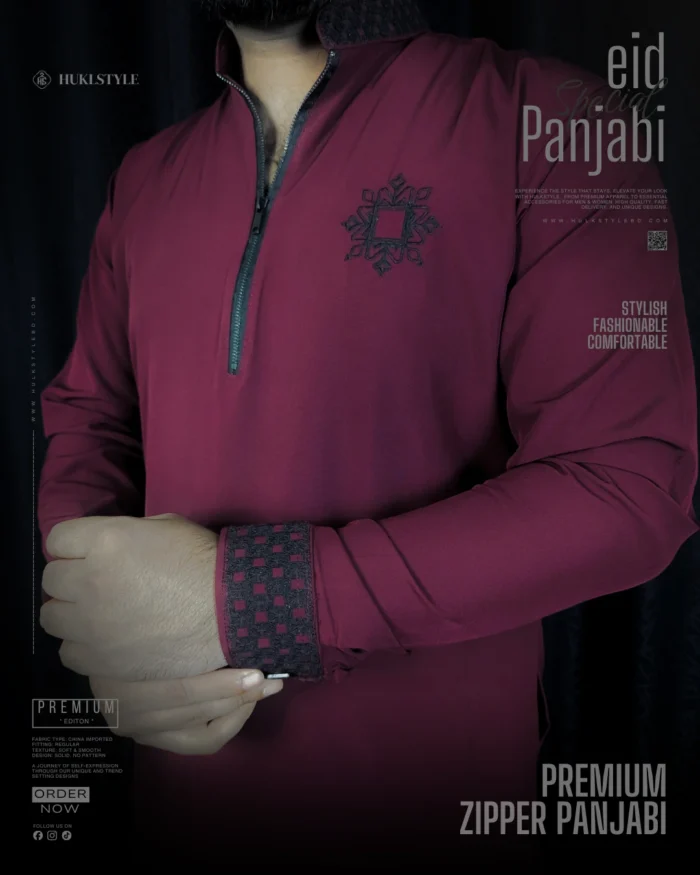 Modern Zipper Panjabi BD - Hulkstyle New Panjabi for Men | Maroon