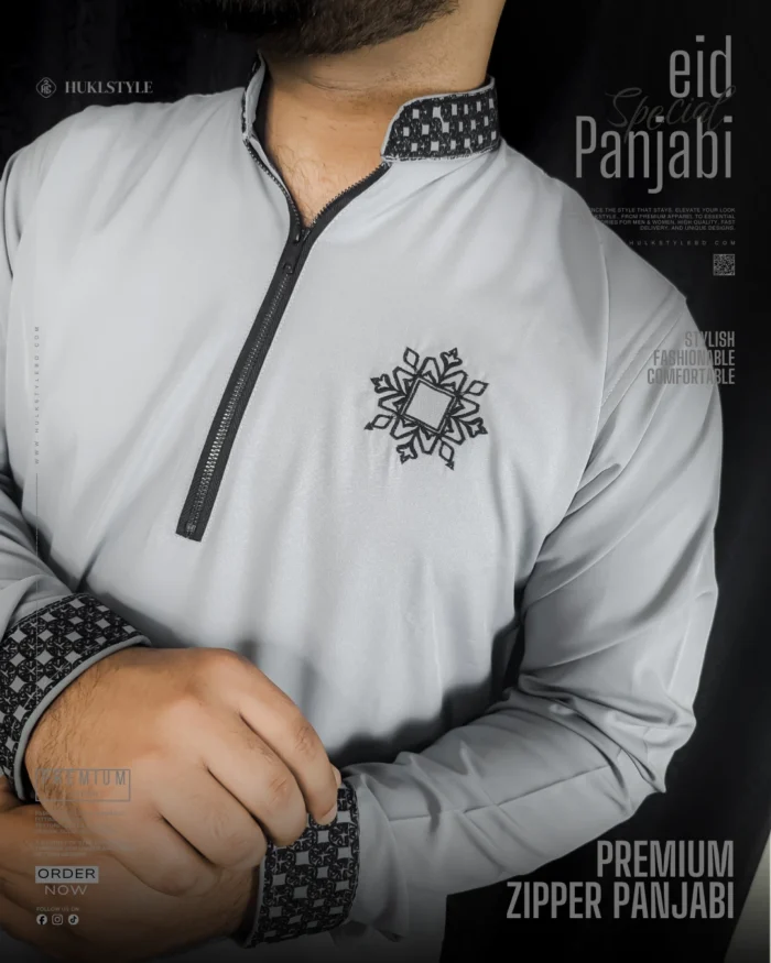 Modern Zipper Panjabi BD - Hulkstyle New Panjabi for Men | Light Gray