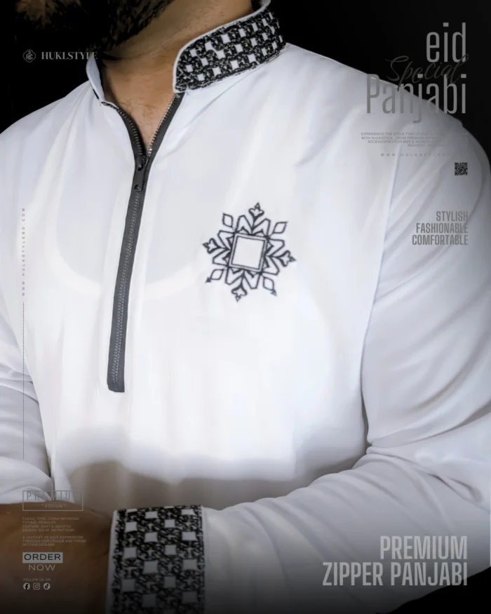 Modern Zipper Panjabi BD - Hulkstyle New Panjabi for Men | White