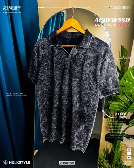 Hulkstyle Acid wash polo tshirt - Premium mineral wash polo