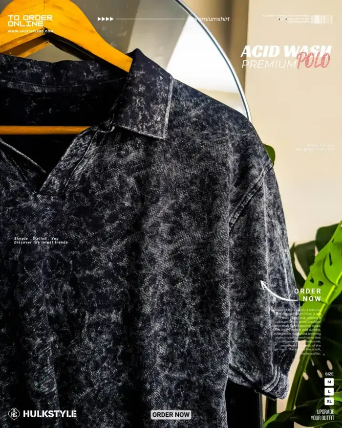 Hulkstyle Acid wash polo tshirt - Premium mineral wash polo
