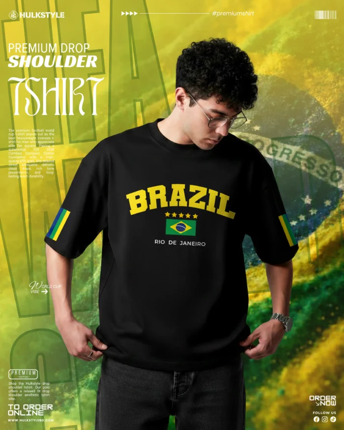 Brazil Football Team World Cup Edition Drop Shoulder T-Shirt
