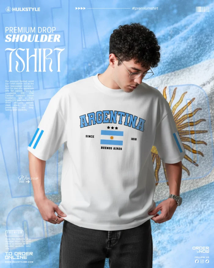 Vamos Argentina Football Team T-Shirt – Best Heavyweight Oversize Tshirt T-Shirt for Men