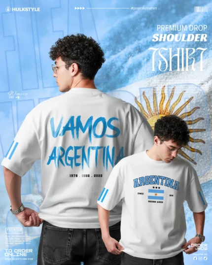 Vamos Argentina Football Team T-Shirt – Best Heavyweight Oversize Tshirt T-Shirt for Men