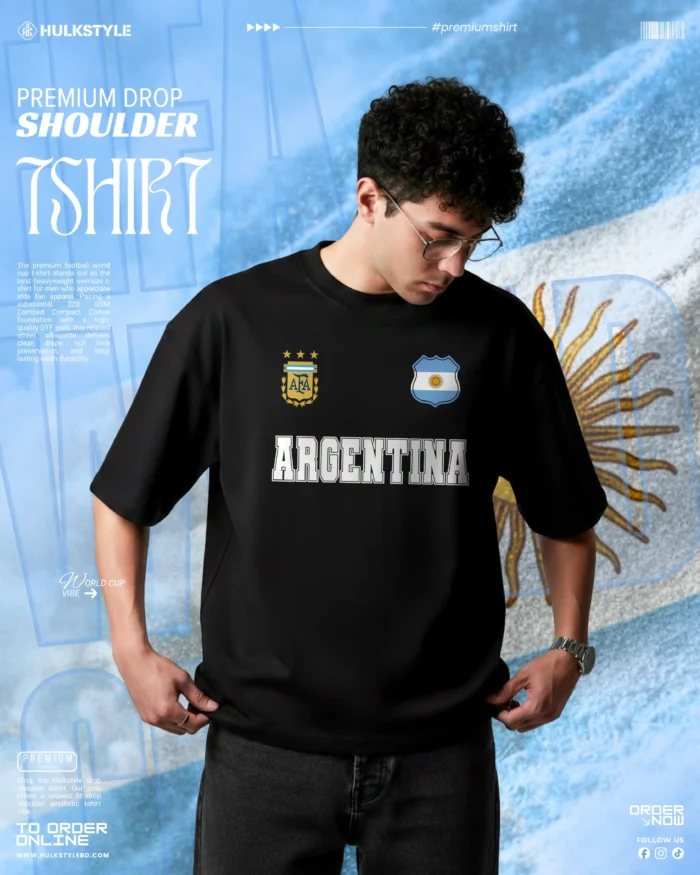 Argentina Football Team World Cup Edition Drop Shoulder T-Shirt