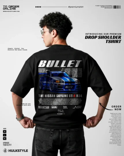 Bullet Nissan Printed: The Ultimate Drop Shoulder T-Shirt Aesthetic for Streetwear