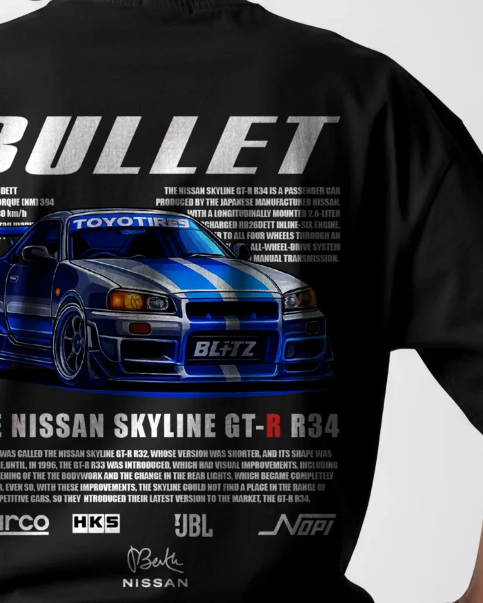 Bullet Nissan Printed: The Ultimate Drop Shoulder T-Shirt Aesthetic for Streetwear
