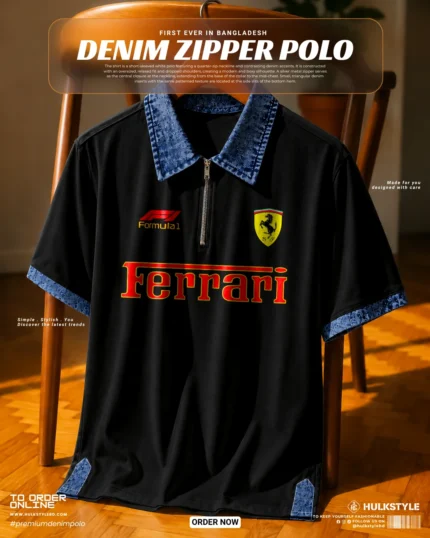 Premium Denim Collar Polo T Shirt for Men | Farrai Speed Edition