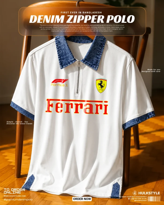 Premium Denim Collar Polo T Shirt for Men | Farrai Speed Edition