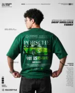 Porsche 911 Green: Premium Drop Shoulder T-Shirt Men’s Streetwear