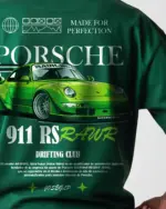 Porsche 911 Green: Premium Drop Shoulder T-Shirt Men’s Streetwear