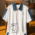 I Don’t Care Denim Collar Polo T Shirt: Premium Casual Polo T Shirt