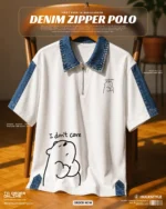I Don’t Care Denim Collar Polo T Shirt: Premium Casual Polo T Shirt