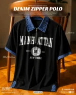 Manhattan Graphical Casual Denim Collar Tshirt for Daily Wear