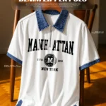 Manhattan Graphical Casual Denim Collar Tshirt for Daily Wear