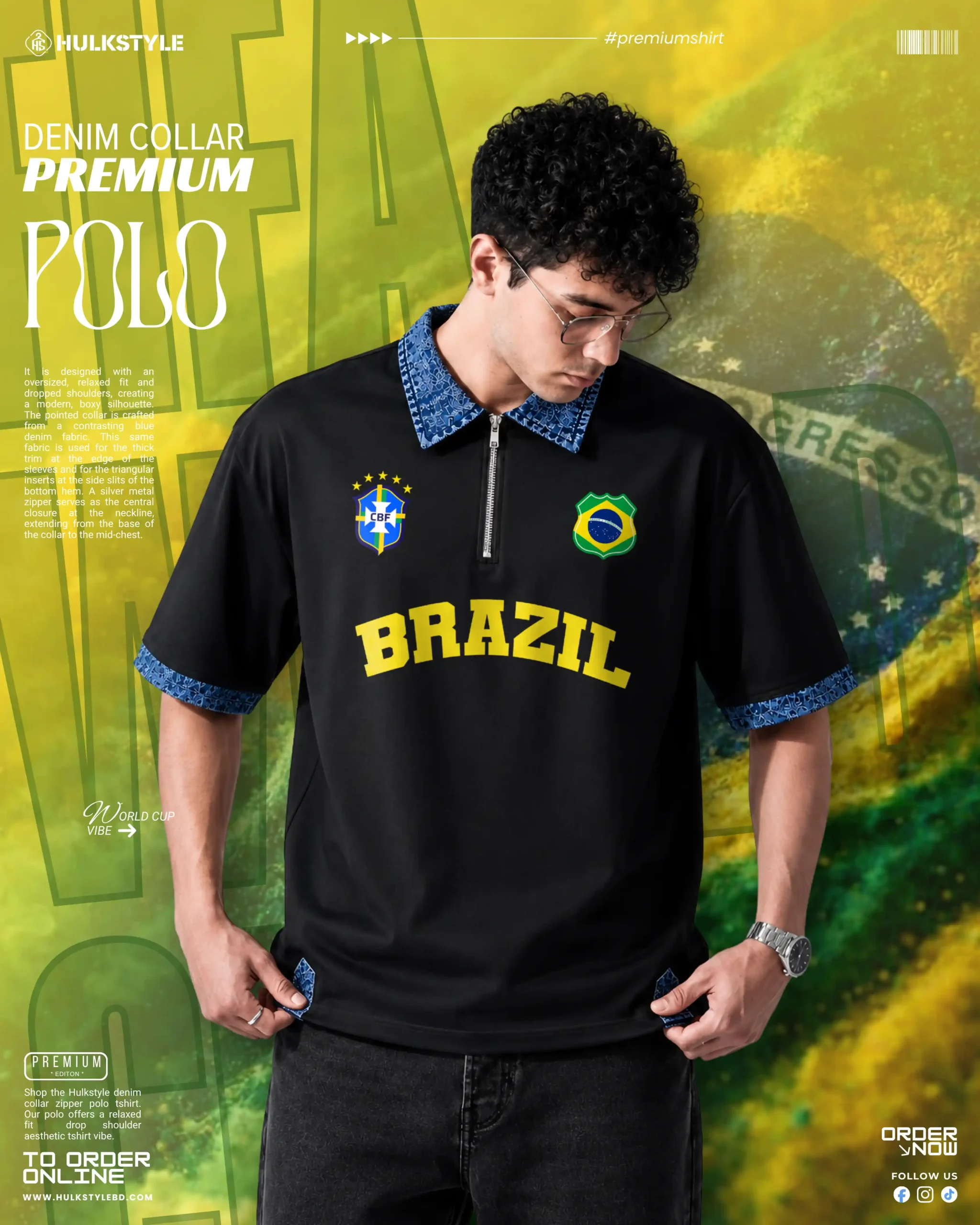 Buy Best Denim Collar Polo T Shirt for Men – Brazil Team Black Edition Buy Best Denim Collar Polo T Shirt for Men – Brazil Team Black Edition