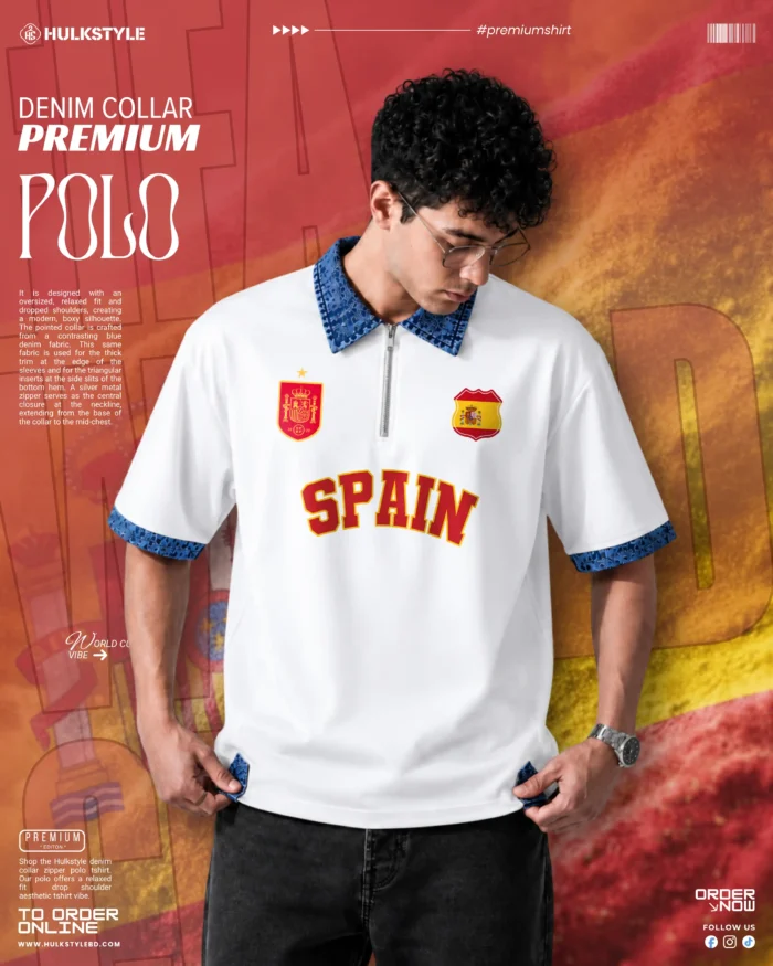 Buy Best Denim Collar Polo T Shirt for Men – Spain Team Edition
