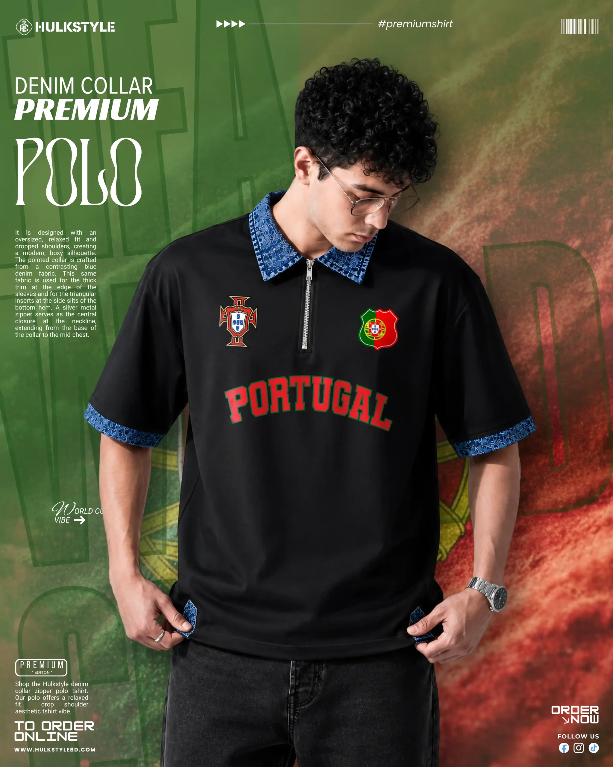 Buy Best Denim Collar Polo T Shirt for Men – Portugal Team Edition Buy Best Denim Collar Polo T Shirt for Men – Portugal Team Edition
