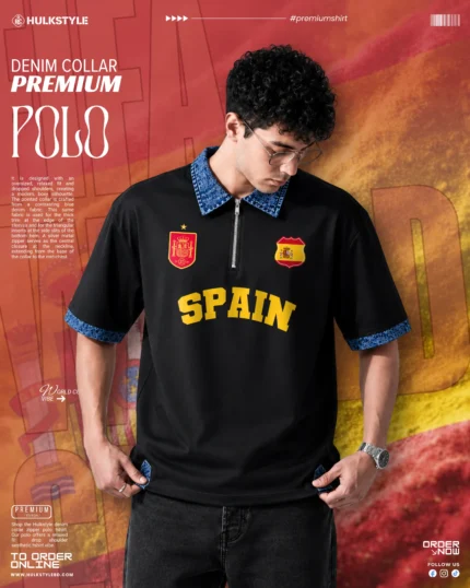 Buy Best Denim Collar Polo T Shirt for Men – Spain Team Edition