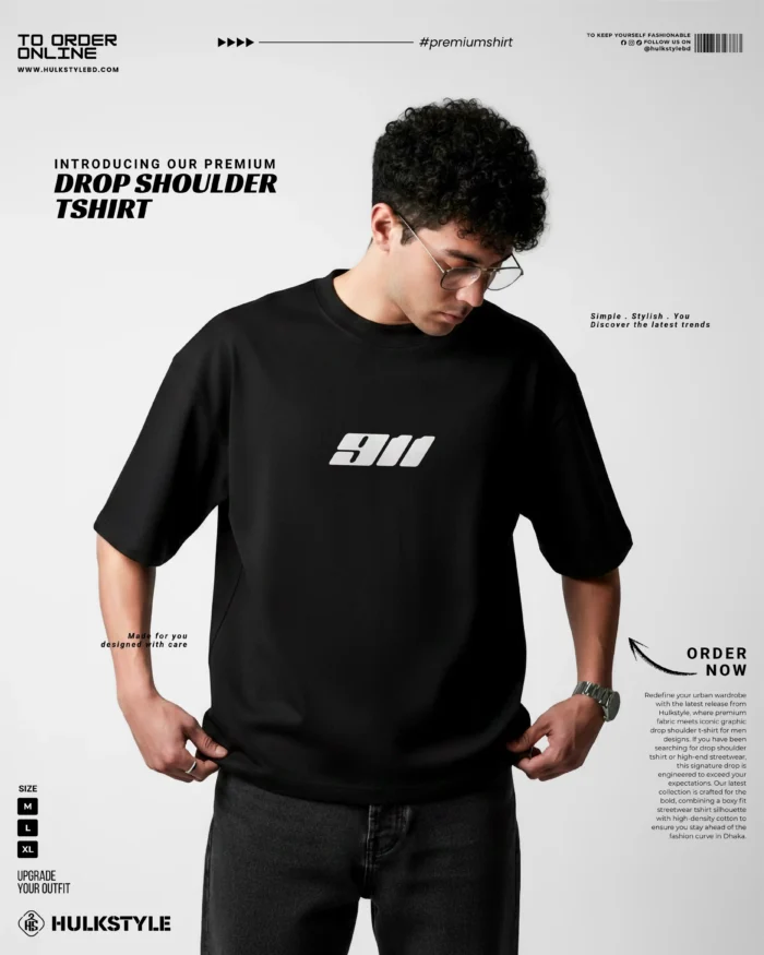Automotive Heritage: 911 Graphical T-Shirt – Premium Drop Shoulder T-Shirt for Men