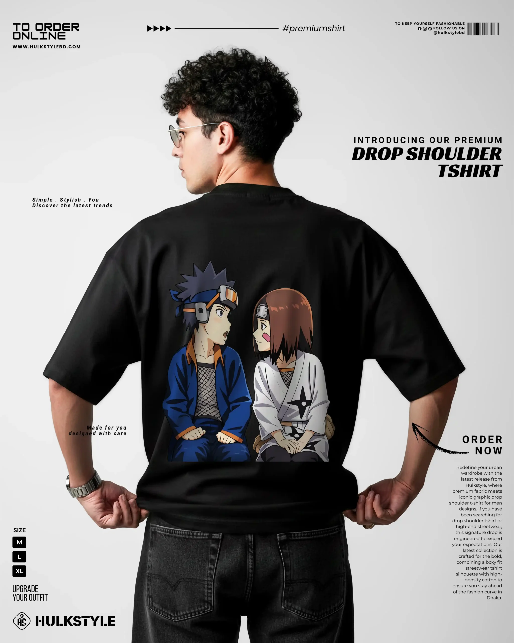 Elite Oversized Drop Shoulder T-Shirt – Tragic Romance Silhouette: Obito and Rin Tee Elite Oversized Drop Shoulder T-Shirt – Tragic Romance Silhouette: Obito and Rin Tee