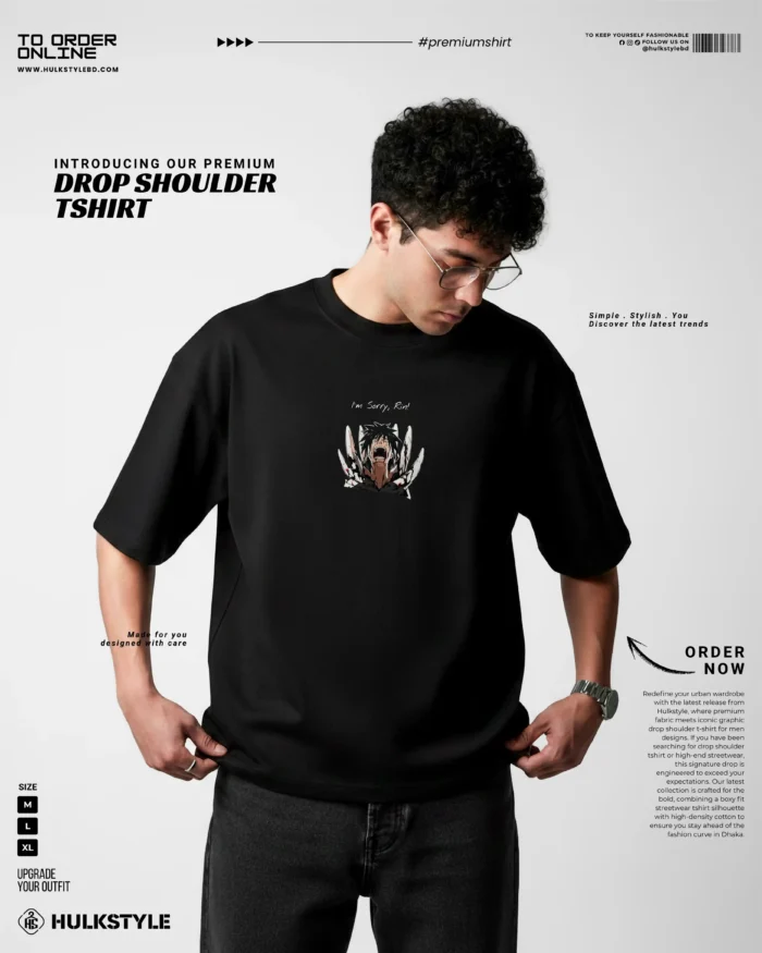 Elite Oversized Drop Shoulder T-Shirt – Tragic Romance Silhouette: Obito and Rin Tee