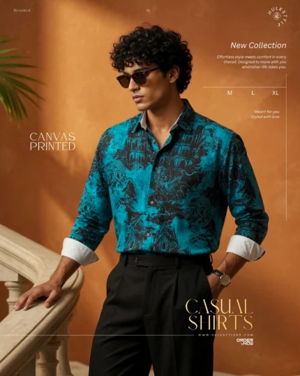 Looking to buy a full sleeve shirt for men in BD? Shop our urban abstract canvas printed full sleeve shirt in breathable fancy cotton at HulkStyleBD online!