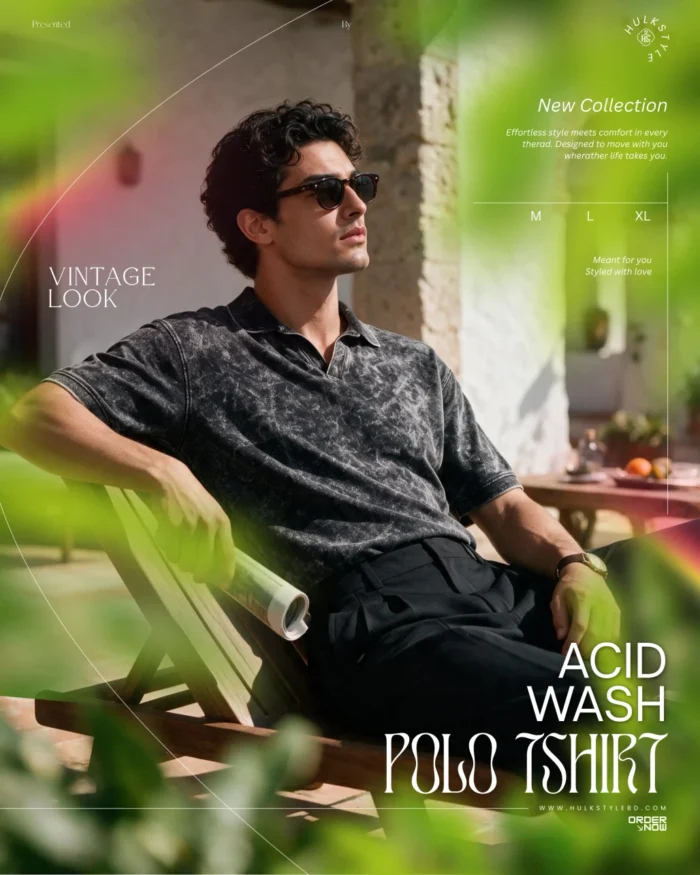 Looking for a top-tier polo t shirt for men in BD? Buy our rugged vintage acid wash polo shirt crafted from 100% premium PK cotton at HulkStyleBD online!