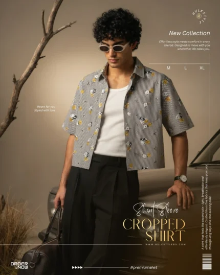 Looking for a stylish cropped shirt for men? Get our boxy fit shirt featuring custom stripes, drop shoulders, and breathable cotton. Order online in BD now!