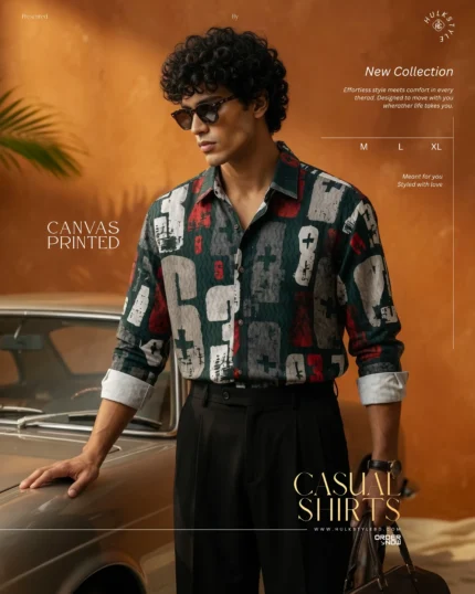 Looking for a men's button down long sleeve shirt? Shop our Matrix Green canvas printed shirt in breathable fancy cotton online at HulkStyleBD in Bangladesh!