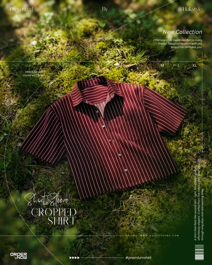 Looking for a striped cropped shirt for men? Get our boxy fit shirt with stylish stripes, drop shoulders, and breathable fancy cotton. Shop online in BD!